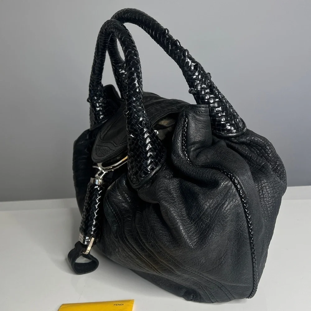 Fendi Small Spy Bag Black Lamb Leather Zucca Interior